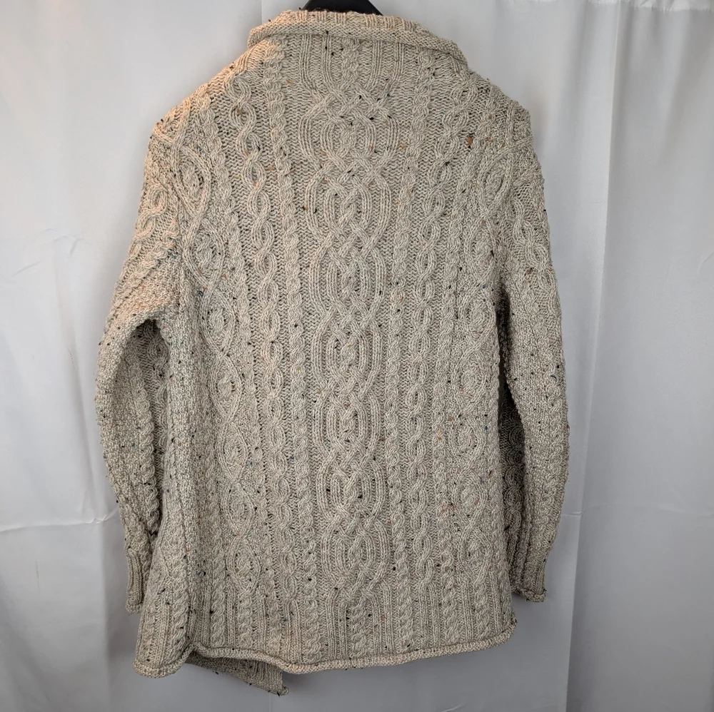 Aran Mor Cream Cable Knit Sweater Cardigan Size M In EUC - Picture 7 of 8